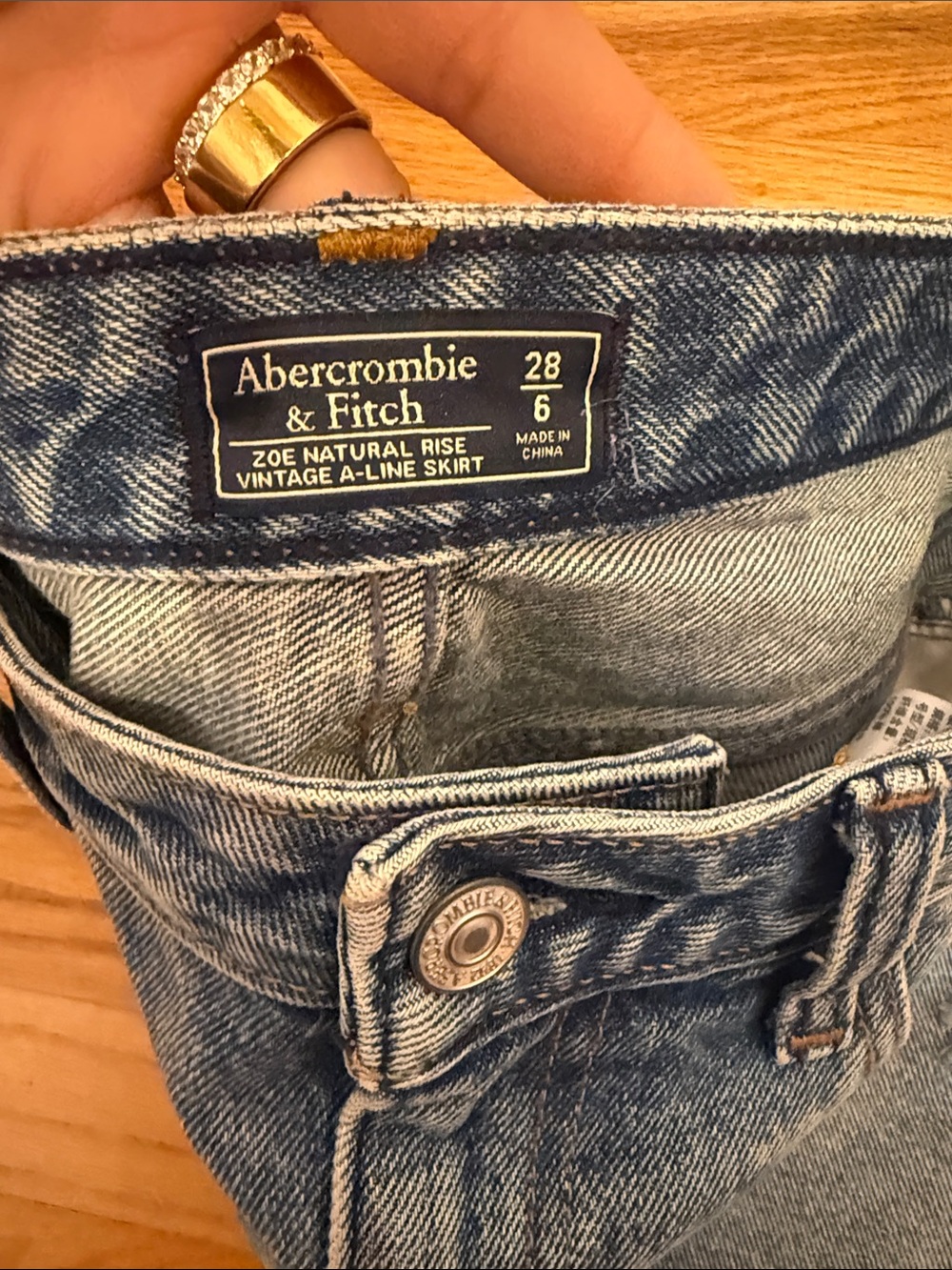 Abercrombie & Fitch Distressed Blue Denim Mini Skirt with Frayed Hem - Picture 4 of 4